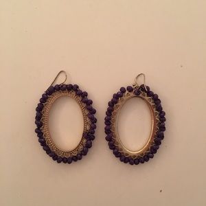 NWOT Purple + gold Anthropologie bead earrings
